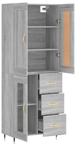 Armário alto 69,5x34x180 cm derivados de madeira sonoma cinza