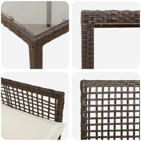 Conjunto de Jantar para Jardim de 7 Peças com Almofadas em Rattan Sint