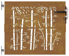 Portão de jardim 85x100 cm aço corten design bambu