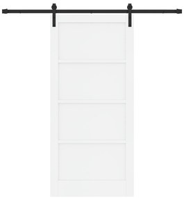Porta Deslizante com Conjunto de Ferragens Branca 93x202 cm de Madeira