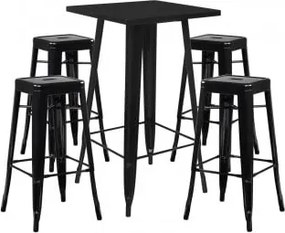 Conjunto De Mesa Alta E 4 Bancos Altos Lix Preto - Sklum