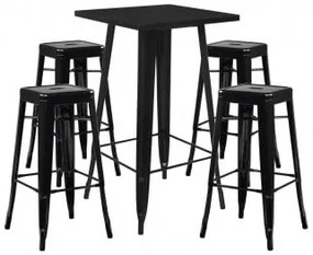 Conjunto De Mesa Alta Lix E 4 Bancos Altos Lix Preto - Sklum