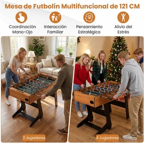 Mesa de matraquilhos dobrável 121 x 60,5 x 81 cm em madeira com 22 jogadores para crianças, 2 marcadores e 2 bolas para 2 a 4 jogadores – Festas, famí