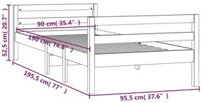 Cama sem colchão 90x190 cm madeira de pinho maciça branco
