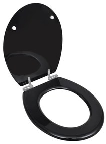 Assentos de sanita com tampas de fecho suave 2 pcs MDF preto