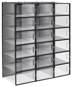 Caixas organizadoras de sapatos empilháveis com porta frontal transparente | SONGMICS | 33,5 x 23,2 x 14,3 cm | preto | LSP18SBKV1.