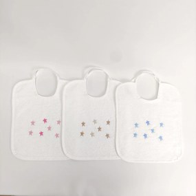 Babete Felpo Branco Estrelas Personalizável