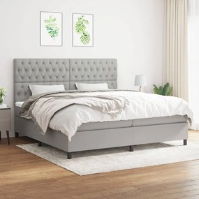 vidaXL Cama com molas/colchão 200x200 cm tecido cinza-claro