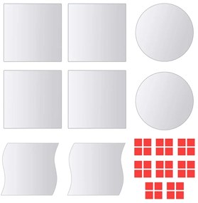 vidaXL 16 pcs painéis espelhados de vidro com várias formas