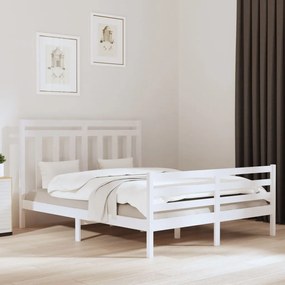 Estrutura de cama 160x200 cm madeira maciça branco