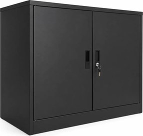 Armário Escritório Riva 900x400x720 mm Preto com Portas de Bater
