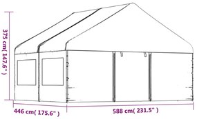 Gazebo com telhado 4,46x5,88x3,75 m polietileno branco