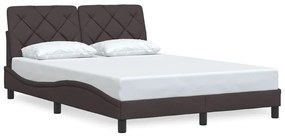 Estrutura de cama sem colchão 140x190 cm tecido castanho-escuro