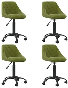 vidaXL Cadeiras de jantar giratórias 4 pcs veludo verde-claro