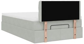 Estrutura de cama otomana com colchão cinza claro Veludo