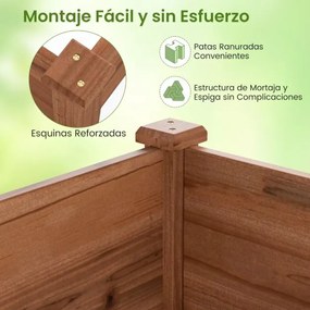 Floreira de madeira 240 x 60 x 25 cm para legumes, flores, ervas e frutas para quintal, jardim, relvado  Café