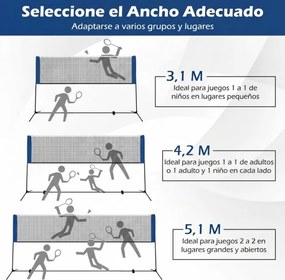 Conjunto de badminton com rede ajustável de 510 cm, 2 penas e bolsa de transporte, para uso em casa, no exterior, na praia e no jardim Azul e Preto