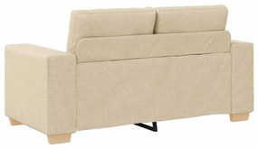 Conjunto de Sofá de 3 Peças com Almofadas em Tecido Creme