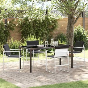 vidaXL Conjunto de Jantar de Jardim de 5 Peças com Almofadas Brancas de Textilene e Aço