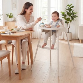 Cadeira refeição alta conversível 4 em 1 para bebés 2 alturas comTabuleiro duplo removível Arnês de 5 pontos Apoio para os pés Fácil de limpar 6-36 me