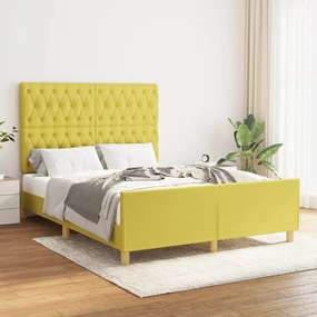 vidaXL Estrutura de cama sem colchão 140x200 cm tecido verde