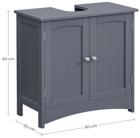 Armário de casa de banho para lavatório (não incluído) com 2 portas 60 x 30 x 60 cm Cinzento