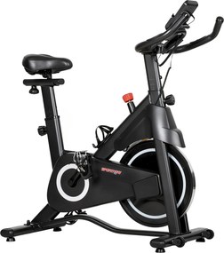 SPORTNOW Bicicleta de Exercício Bicicleta Estática Resistência Magnética Ajustável Ecrã LCD Assento Confortável 108x51x116 cm Branco | Aosom Portugal