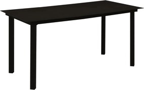 vidaXL Mesa de jantar para jardim 150x80x74 cm aço e vidro preto
