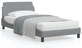 vidaXL Estrutura de cama Dover 100x200 cm tecido cinzento-claro