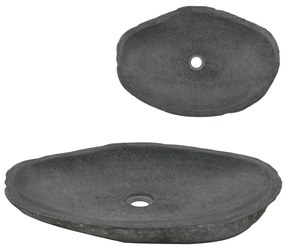 vidaXL Lavatório pedra do rio oval 60-70 cm