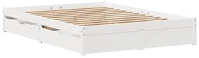 Cama sem colchão 160x200 cm madeira de pinho maciça branco