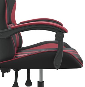 Cadeira gaming giratória couro artificial preto/vermelho tinto