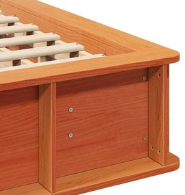 Estrutura da Cama Castanho-mel 140 x 190 cm Madeira maciça