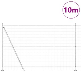 Cerca Euro com 7 Postes Flangeados 1.6x10 m Aço Galvanizado
