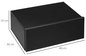 Conjunto de 2 Mesas de Cabeceira com 1 Gaveta Desenho Montado na Parede Estilo Moderno para Dormitório 40x30x15 cm Preto