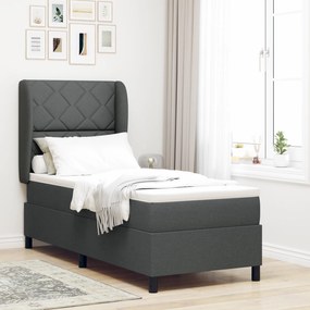 Cama Box Spring vidaXL com Colchão em Cinza Escuro, 80x200 cm, Tecido