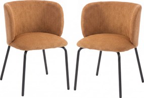 HOMCOM Conjunto de 2 Cadeiras de Jantar Estofadas em Chenille, Encosto Envolvente, Carga 120 kg, 57 x 58 x 77 cm, Laranja | Aosom Portugal