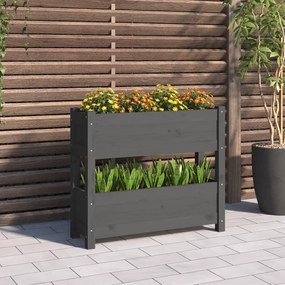 vidaXL Vaso/floreira 77x25x66 cm madeira de pinho maciça cinzento