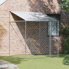 vidaXL Gaiola para cachorro com telhado Prateado 200 x 200 x 258 cm