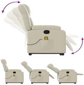 Poltrona reclinável de massagens couro artificial cor creme