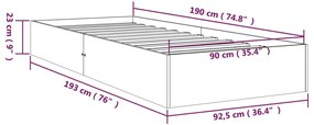 Estrutura de cama solteiro 90x190 cm madeira maciça