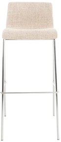 Conjunto de 2 bancos de bar Hoover em tecido e com estrutura cromada 43 x 100 x 48 cm Creme