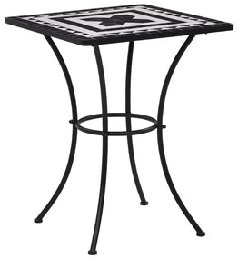 Mesa bistrô em mosaico 60 cm cerâmica preto e branco