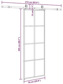 Porta deslizante c/ conj. ferragens 76x205cm vidro ESG preto