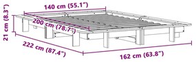 Cama sem colchão 140x200 cm madeira de pinho maciça branco