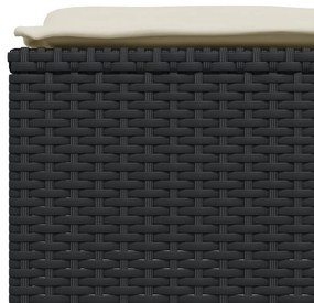 Bancos de jardim com almofadões 4 pcs vime PE preto