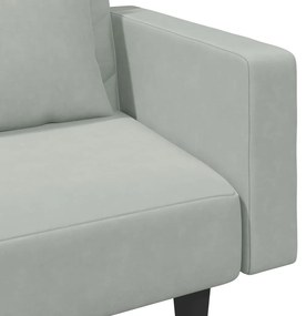 2 pcs conjunto de sofás com almofadas veludo cinzento-claro