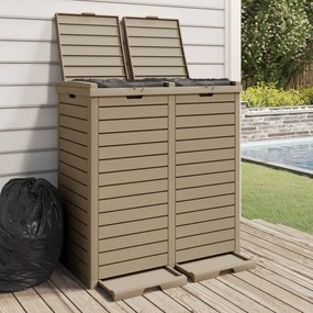 364174 vidaXL Caixote lixo exterior 78x41x86 cm polipropileno castanho-claro