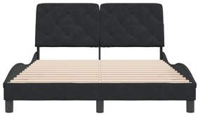 Estrutura de cama sem colchão 140x190 cm veludo preto