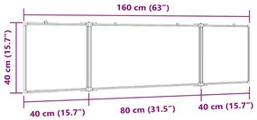 Quadro branco magnético dobrável 160x40x1,7 cm alumínio